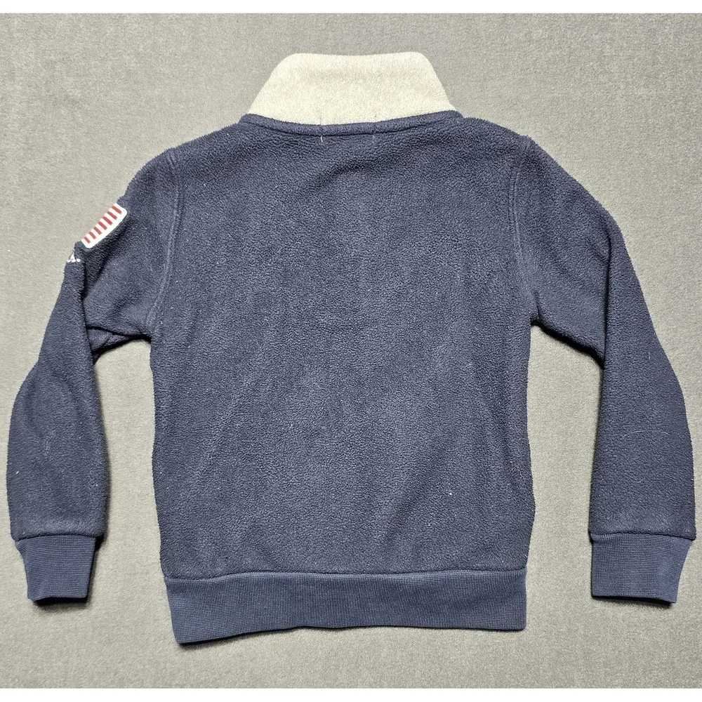 Polo Ralph Lauren 1/4 Fleece Pullover Youth Size 3T Pockets USA Flag Logo‎ Blue